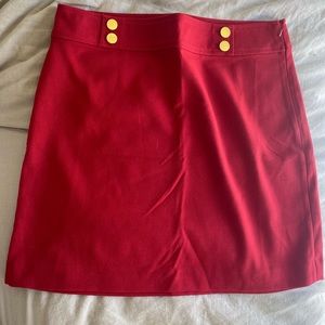 LOFT Red Skirt w/ gold buttons